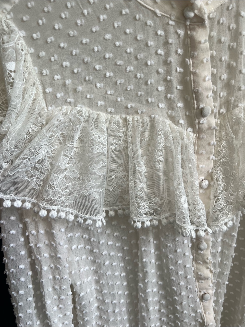 LoveShackFancy White Swiss Dot Ruffle Lace Blouse - Picture 4 of 5